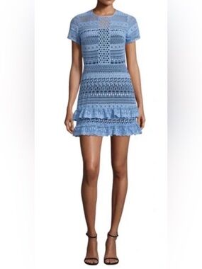 Parker Darcy Light Blue Lace Tiered Mini Dress
